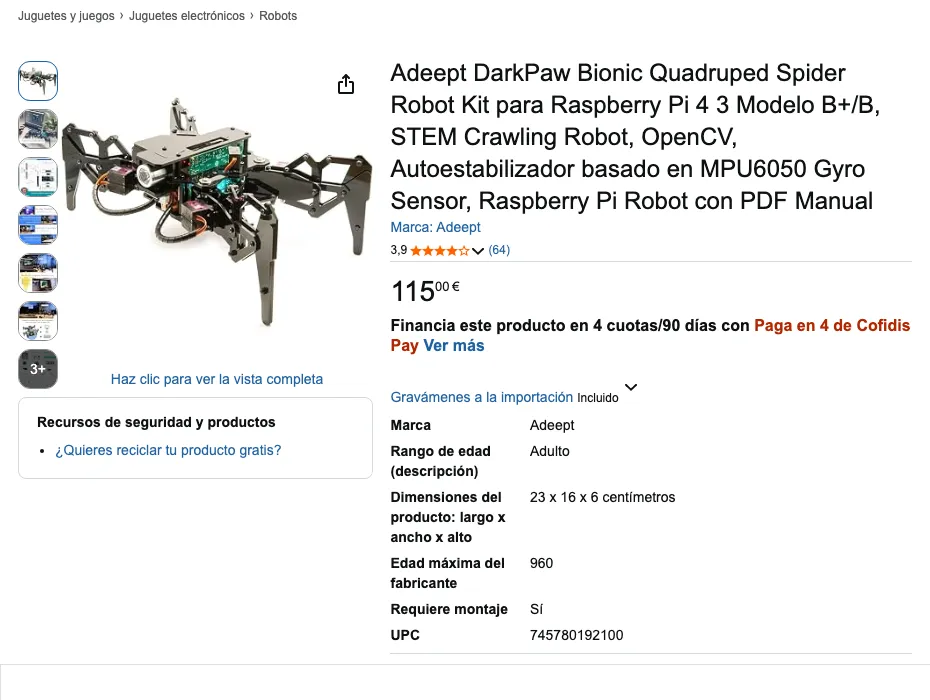 Ficha de Adeept DarkPaw en Amazon.es