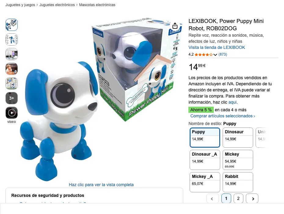Ficha de Lexibook Power Puppy Mini en Amazon.es