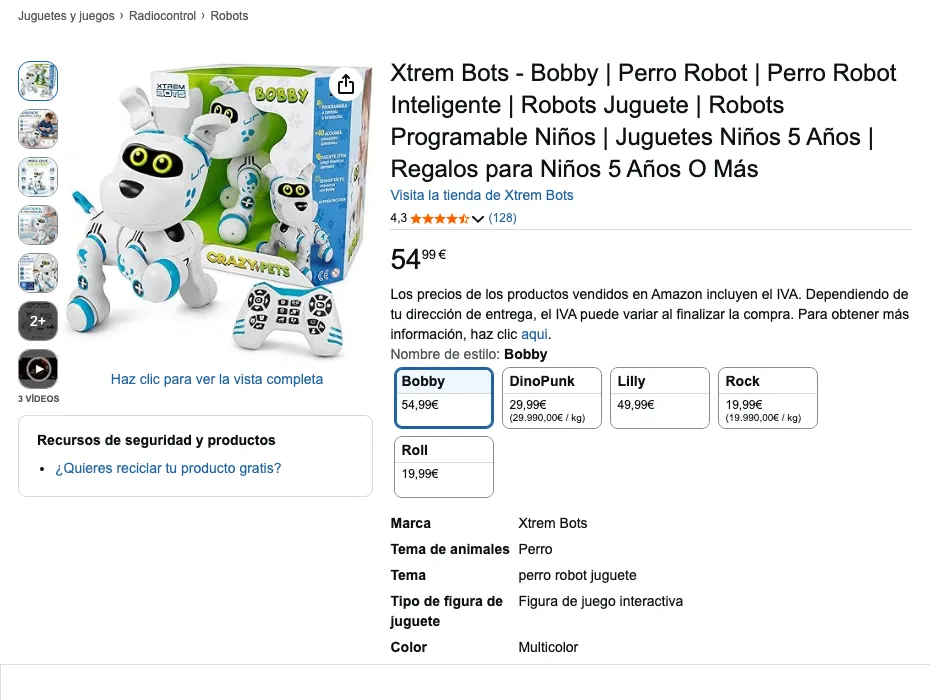 Ficha de Xtrem Bots Bobby en Amazon.es