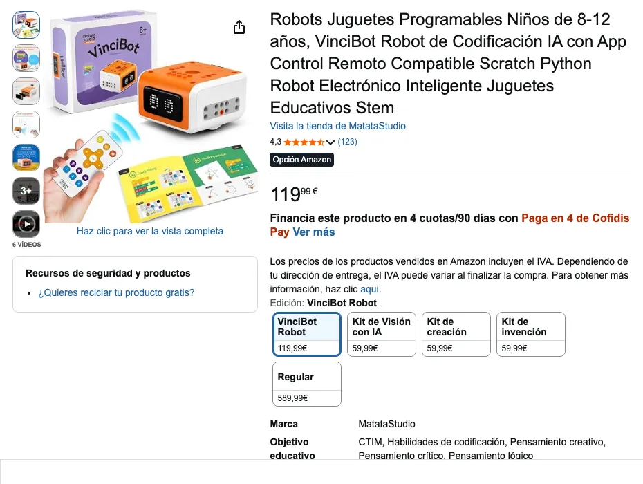 Ficha de MatataStudio VinciBot en Amazon.es