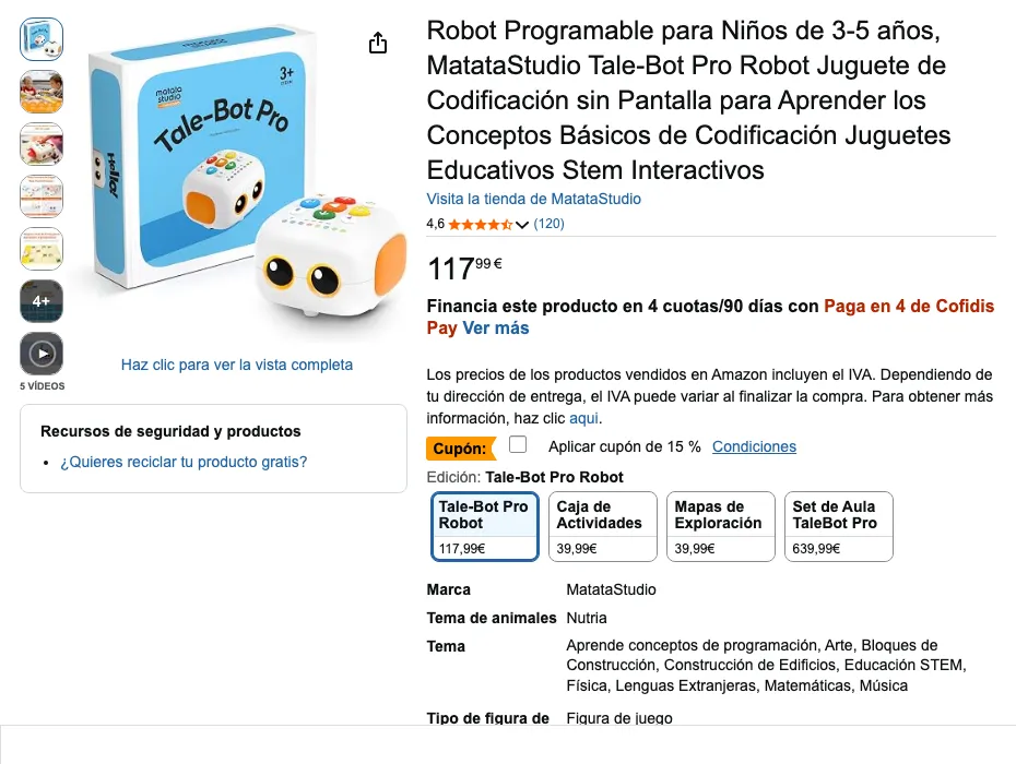 Ficha de MatataStudio Tale-Bot Pro en Amazon.es