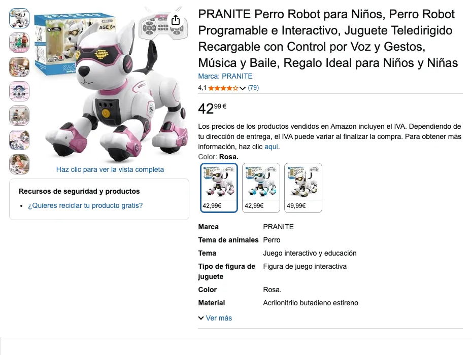 Ficha de PRANITE perro robot en Amazon.es