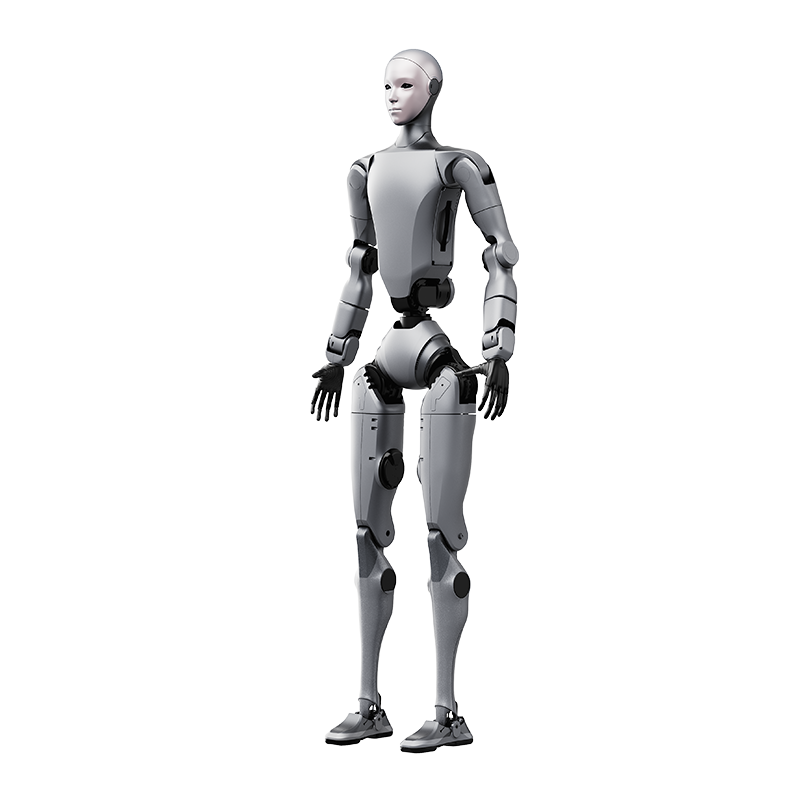 Robot humanoide Unitree H2 de cuerpo completo sobre fondo blanco en la imagen oficial del fabricante